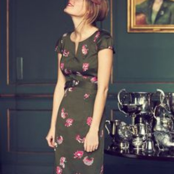 Black Floral Boden Shift Floral dress WH596 Belt - Picture 1 of 8